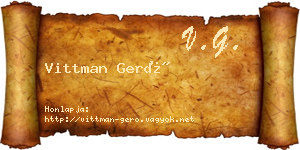 Vittman Gerő névjegykártya